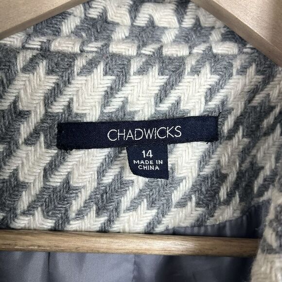 Chadwicks womens houndstooth peacoat size 14 acrylic wool outdoor winter - Picture 3 of 10